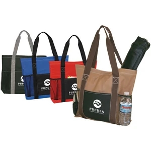 Metro - Tote Bag With Velcro Top Closure. Front Slip Pocket. Side Mesh Pockets
