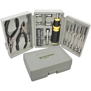 Tool Set. Includes Screwdrivers, Sockets, Pliers, Wire Cutter Stripper And Ratchet