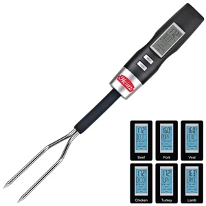 Digital Bbq Thermometer Fork. Temperature Readout For 6 Different Types Of Meat