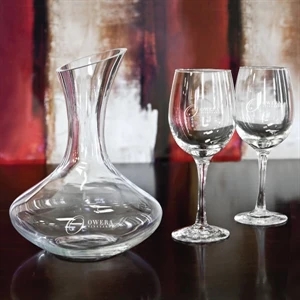 Overseas, Set Includes One Liter Wine Decanter And Two 12 Oz Wine Glass