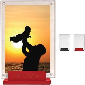 Andrew Philips (r) - Acrylic And Leather Picture Frame, 5"w X 7.375"h X 2.25"d