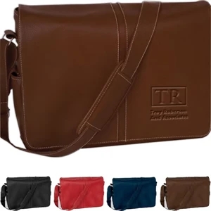 Lamis - Messenger Bag With Litchi Fabric Construction. 15"w X 12"h X 3.5"d