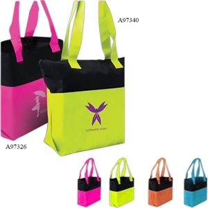 Vivid Expressions (tm) - Two-tone Accent Zipper Tote Bag, 17.5"w X 15"h X 5"d