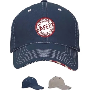 Patriotic - Embroidery - Structured Cap With Stars And Stripes Pattern On Sandwich