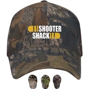 Embroidery - Structured, Brushed Twill Cap With Camouflage Crown And Mesh Back