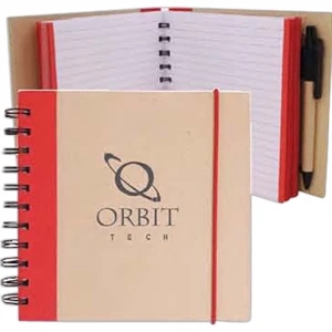 V Natural (tm) - Spiral Bound Notepad With Hard Kraft Cover And Color Accent