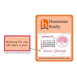 Press-n-stick (tm) Maximizer - Message Calendar With Full-back Styling For Additional Message Area Under Pad