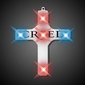 Custom Cross Necklace Light Up Jewelry; Black String 24". 5 Day Production