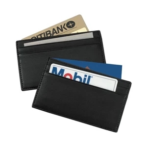 Florentine Napa Leather Stepped Business Card Case With Two Exterior Slots