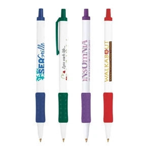 Bic (r) Clic Stic (r) Grip - Ballpoint Pen With A White Barrel And Soft, Dimpled Rubber Grip