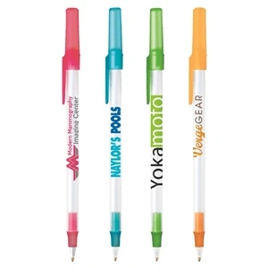 Bic (r) Round Stic (r) Ice - Ballpoint Pen With Frosted Barrel & Trim And Ventilated Cap Design