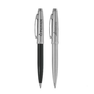 Sheaffer (r) 100 - Ballpoint Pen With Chrome Cap And Satin Chrome Trim. Timeless Brushed Chrome Finish