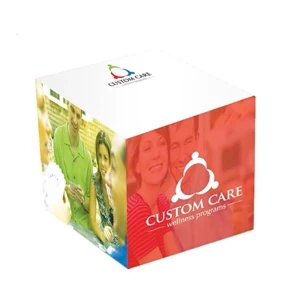 2 3/8" X 2 3/8" X 2 3/8" - Adhesive Notepad Cube With 5 Large Imprint Areas. Made In The Usa