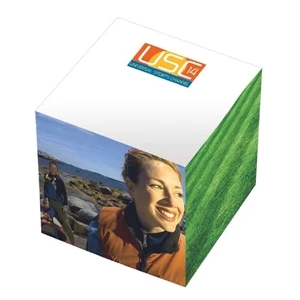 3" X 3" X 3" - Adhesive Notepad Cube With 5 Large Imprint Areas. Made In The Usa