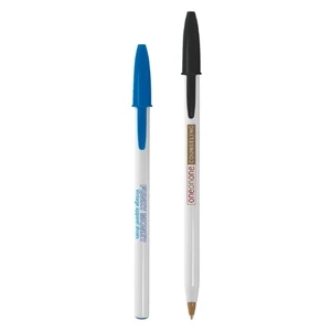 Bic (r) Style (r) - Pen With Cap And Slim Profile. Pen Has White Barrel, Medium Point And Black Ink