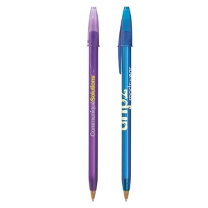 Bic (r) Style (r) Clear - Pen With Cap And Popular Translucent Colored Barrel. Medium Point With Black Ink