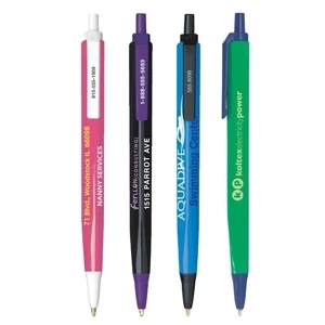 Bic (r) Tri-stic (r) - Three Sided Ballpoint Pen With Pocket Clip. 3 Sides, In 3 Different Colors!