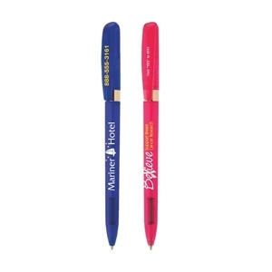 Bic (r) Pivo (r) - Retractable Ballpoint Pen With A Colored Clear Barrel And Gold Plated Ring