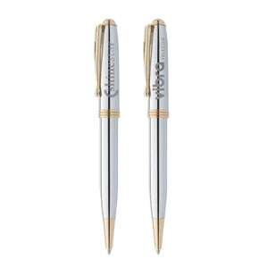 Bic (r) Worthington (r) - Ballpoint Pen With Chrome Plated Finish And 22 Karat Gold Plated Accents