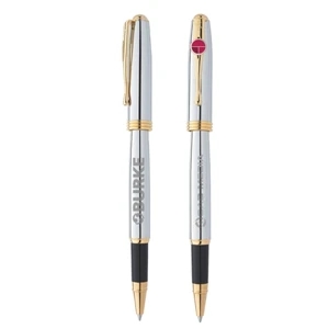 Bic (r) Worthington (r) - Two Piece Roller Ball Pen With Chrome Plated Finish And 22k Gold-plated Accents