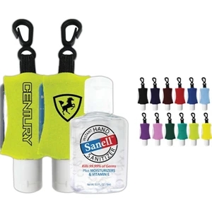 1 Oz - Unscented Antibacterial Hand Sanitizer With Custom Print Leash/neoprene Sleeve