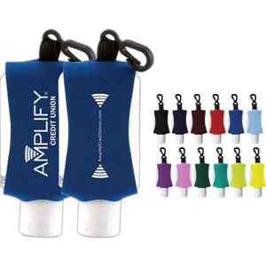 2 Oz - Unscented Antibacterial Hand Sanitizer With Custom Print Leash/neoprene Sleeve