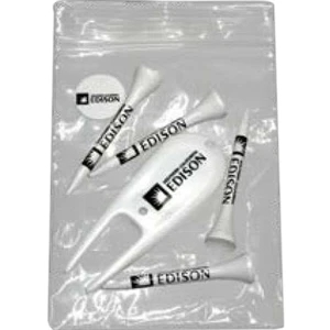 Business Card Golf Tee Pack With 4 Tees, 1 Ball Marker And 1 Divot Tool