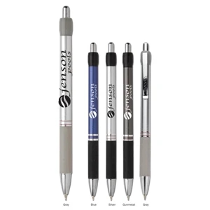 Avalon - Plastic Body With Metal Pocket Clip Pen With Large Translucent Rubber Grip