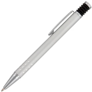 Ashville - Silver - Ballpoint Pen With Aluminum Metal Barrel, A Satin Finish And Jewel Like Grip