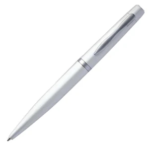 Aspen - Silver - Ballpoint Twist Action Aluminum Metal Pen With Refillable Parker-type Ink Cartridge