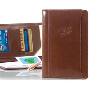 Atlantis - Brown - Leather Junior Padfolio With Front Cover Storage Pocket