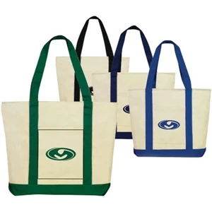 Malta - Eco-friendly Cotton Tote Bag Features Open Front Pocket And Full Zippered Gusset