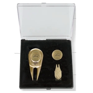 Catalog 5-7 Day Production - Sleek Brushed Brass Finished Divot Tool, Innovative Side Load Design For Ball Marker