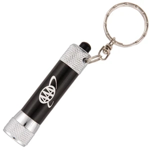 Black - Shinny Metallic Finish Key Chain Flashlight With 3 Bright Led Lights