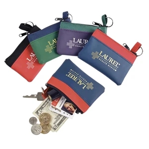 The Fun Color - Suede-style Supported Vinyl Zip Purse Stitched To A Nylon Band