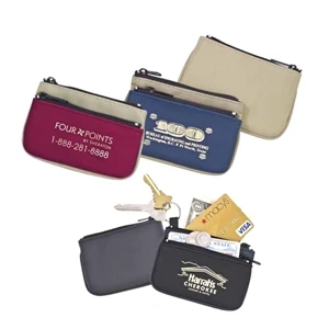 The Twin Zip - Versatile Two-tone Coin Purse In A Suede-style Vinyl/microfiber Combo. Imported