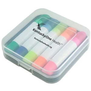 Digital Full Color Process - Set Of 5 Blank Wax Highlighters In An Imprinted Case