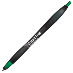 Kontour Stylus (tm) - 1 Color Imprint - Green - Black - Retractable Ballpoint Pen Hidden Inside The Stylus