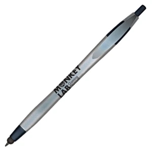 Kontour Stylus (tm) - 1 Color Imprint - Black - Silver - Retractable Ballpoint Pen Hidden Inside The Stylus