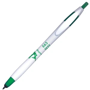 Kontour Stylus (tm) - 1 Color Imprint - Green - White - Retractable Ballpoint Pen Hidden Inside The Stylus