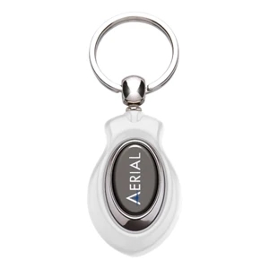 Orion Duo N-dome (tm) - White - Key Tag In Bold Metal And Molded Design. 3 1/8" X 1 3/8"