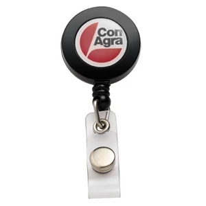 N-dome(tm) - Black - Badge Holder With 32" Retractable Cord. Full Color N-dome (tm)1 3/4" X 3 1/4"