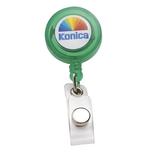N-dome(tm) - Translucent Green - Badge Holder With 32" Retractable Cord. Full Color N-dome (tm)1 3/4" X 3 1/4"