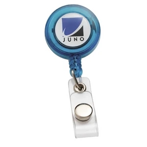 N-dome(tm) - Translucent Teal - Badge Holder With 32" Retractable Cord. Full Color N-dome (tm)1 3/4" X 3 1/4"