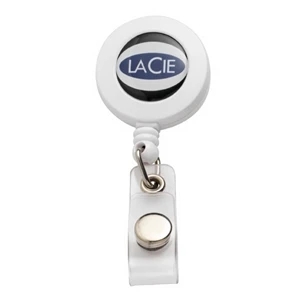 N-dome(tm) - White - Badge Holder With 32" Retractable Cord. Full Color N-dome (tm)1 3/4" X 3 1/4"