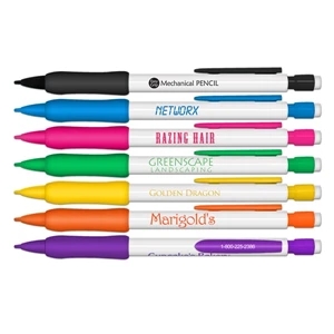 Mechanical Pencil - Mechanical Pencil With White Barrel And Colored Trim. Refillable
