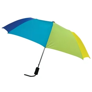 Star Rainbow Folding Umbrella With Rubberized Handle & Automatic Open, 15.5" Folded