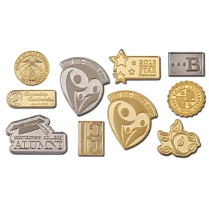 1 1/8" - Die Struck Sandblast Lapel Pin With Butterfly Clutch Has Raised & Recessed Areas