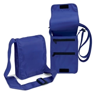 Polyester Crossbody Bag With Two-zippered Pockets. 50" Adjustable Shoulder Strap