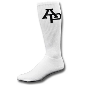 Made in the USA Full Cushion Knee Hi Socks with Knit-In Logo